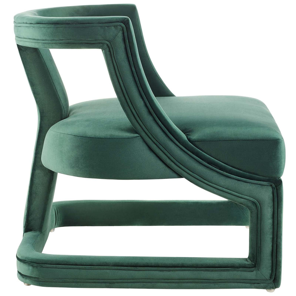 Requisite Accent Lounge Performance Velvet Armchair in Green