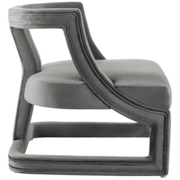 Requisite Accent Lounge Performance Velvet Armchair in Gray