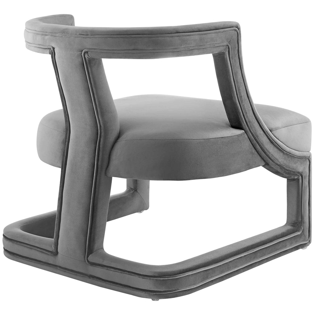 Requisite Accent Lounge Performance Velvet Armchair in Gray