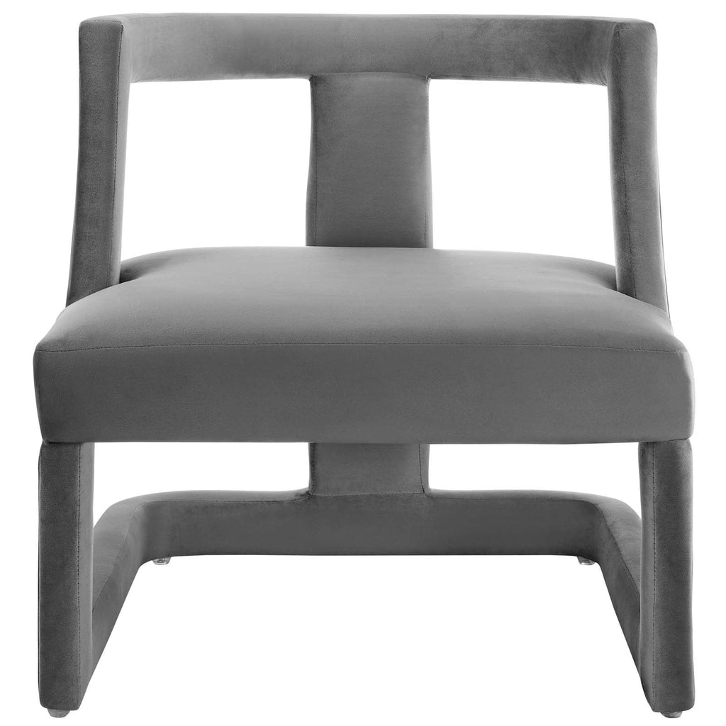 Requisite Accent Lounge Performance Velvet Armchair in Gray