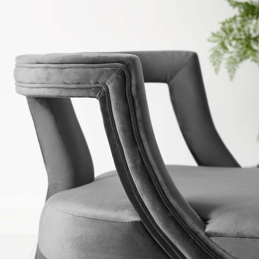 Requisite Accent Lounge Performance Velvet Armchair in Gray