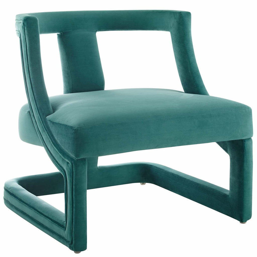 Requisite Accent Lounge Performance Velvet Armchair in Teal