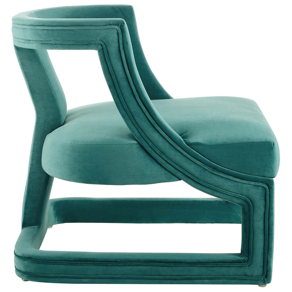 Requisite Accent Lounge Performance Velvet Armchair in Teal