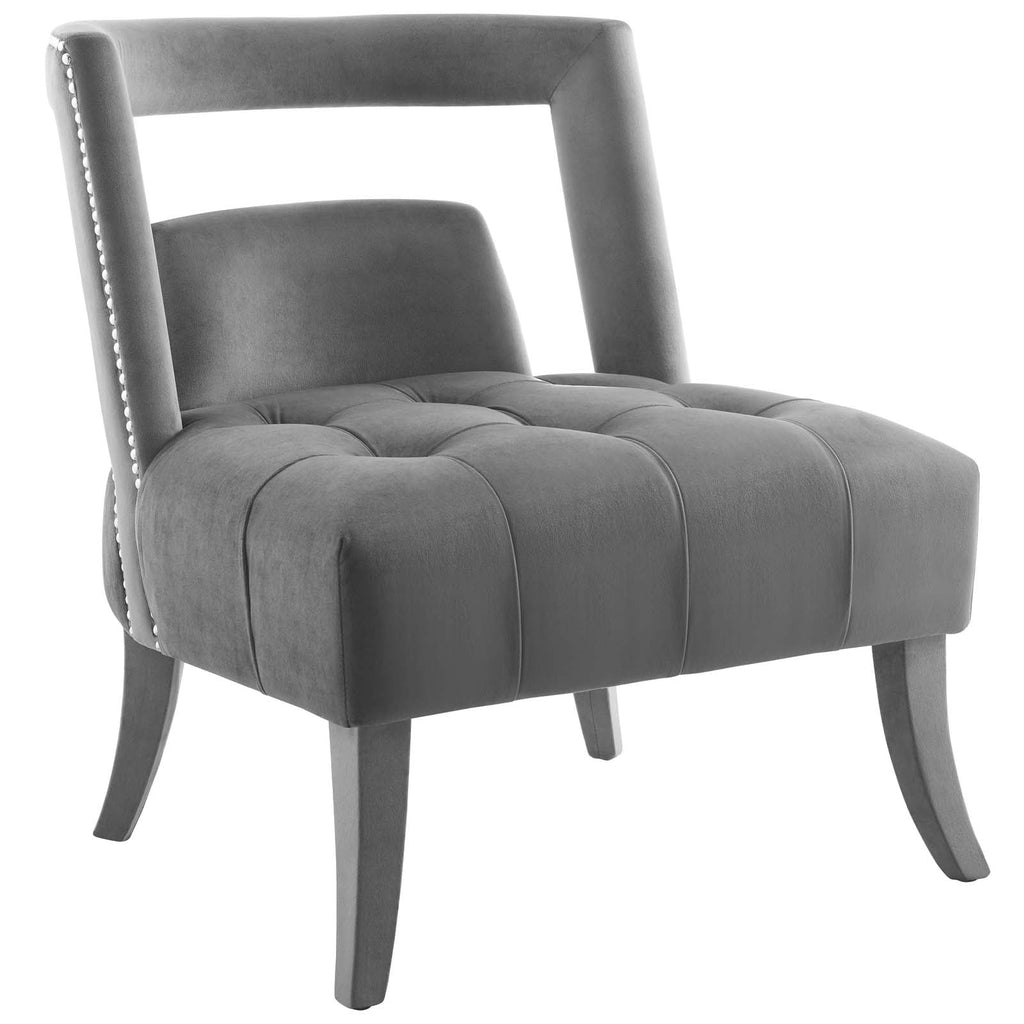 Honor Accent Lounge Performance Velvet Armchair in Gray