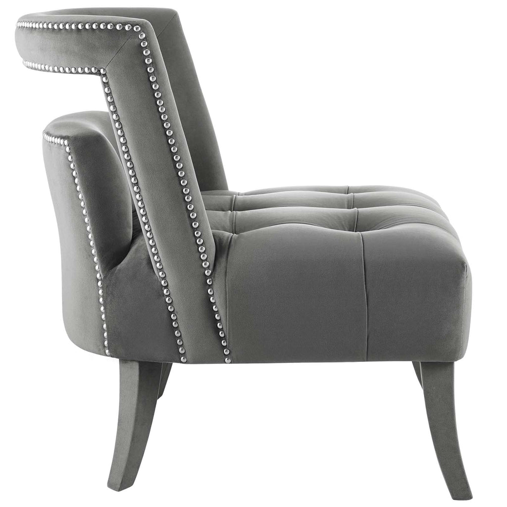 Honor Accent Lounge Performance Velvet Armchair in Gray