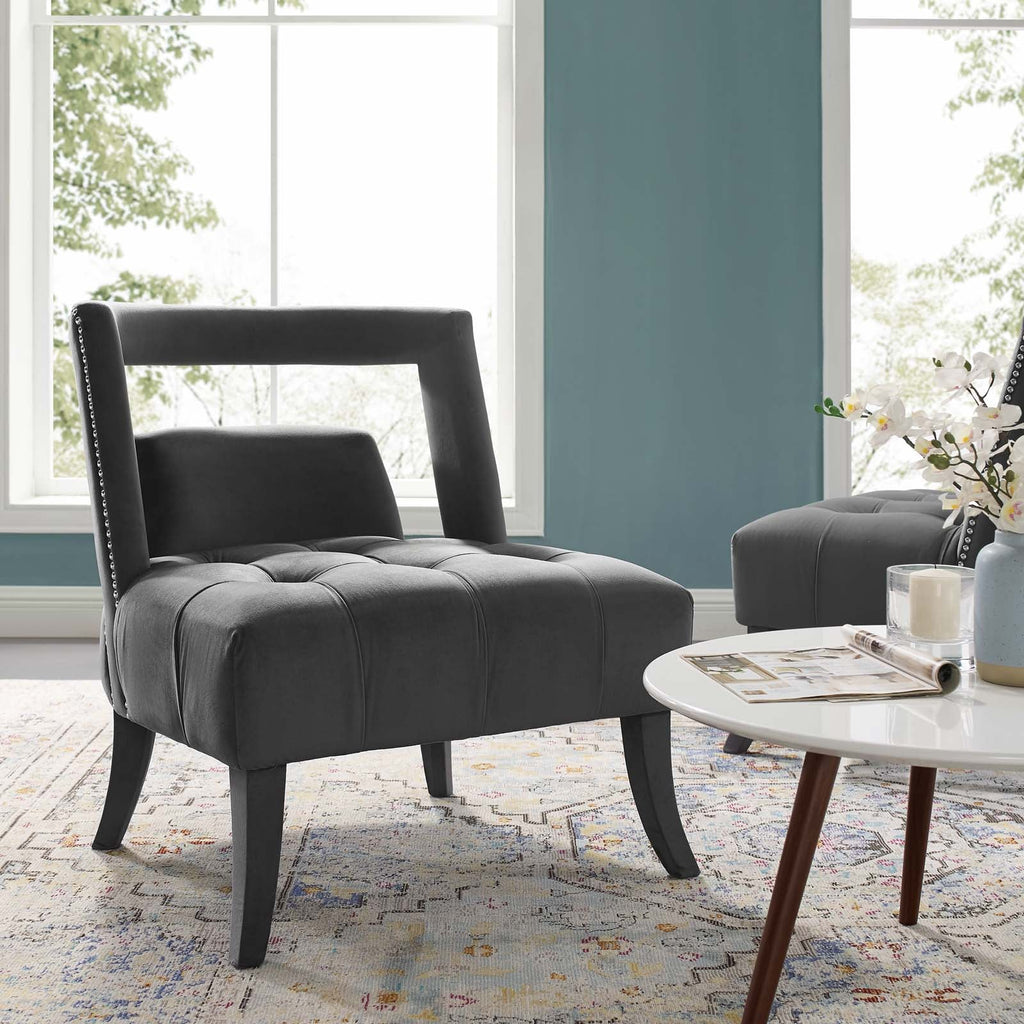 Honor Accent Lounge Performance Velvet Armchair in Gray