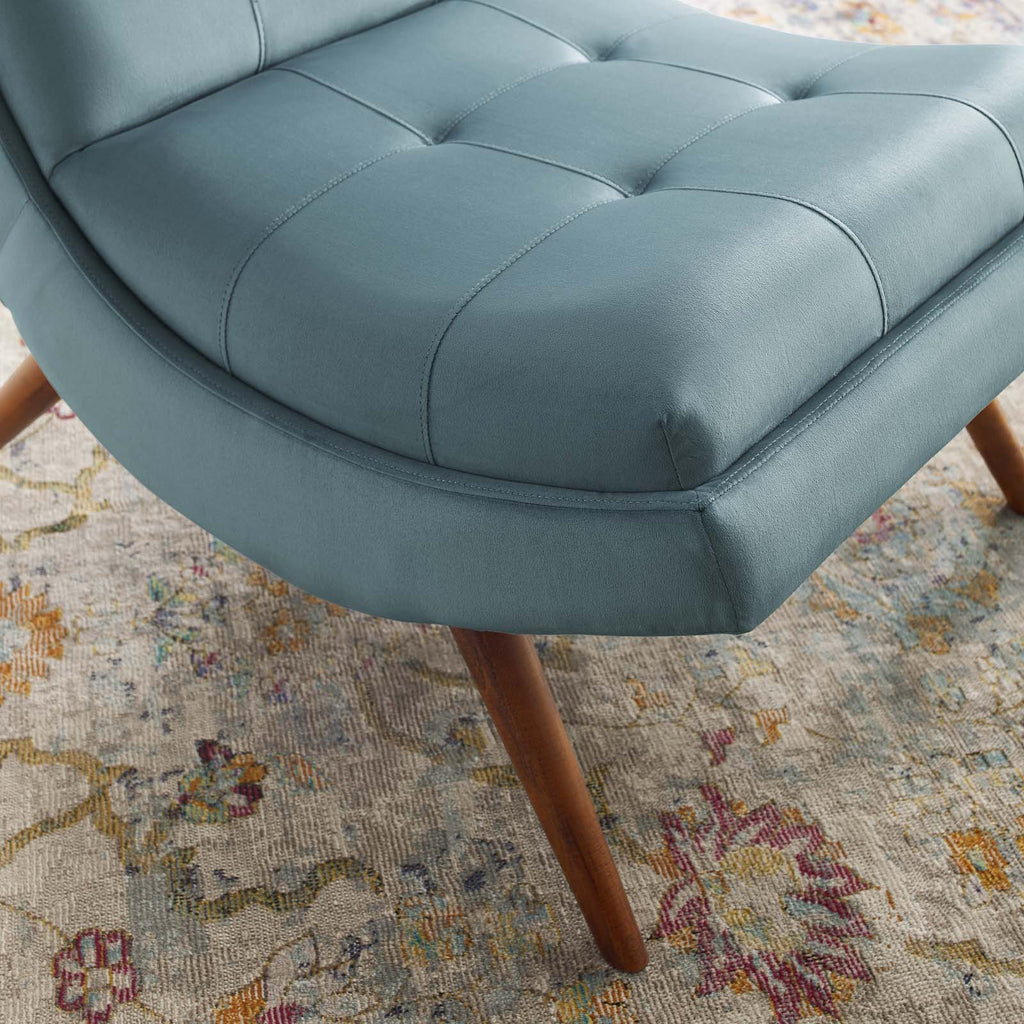 Ramp Upholstered Performance Velvet Lounge Chair and Ottoman Set in Light Blue