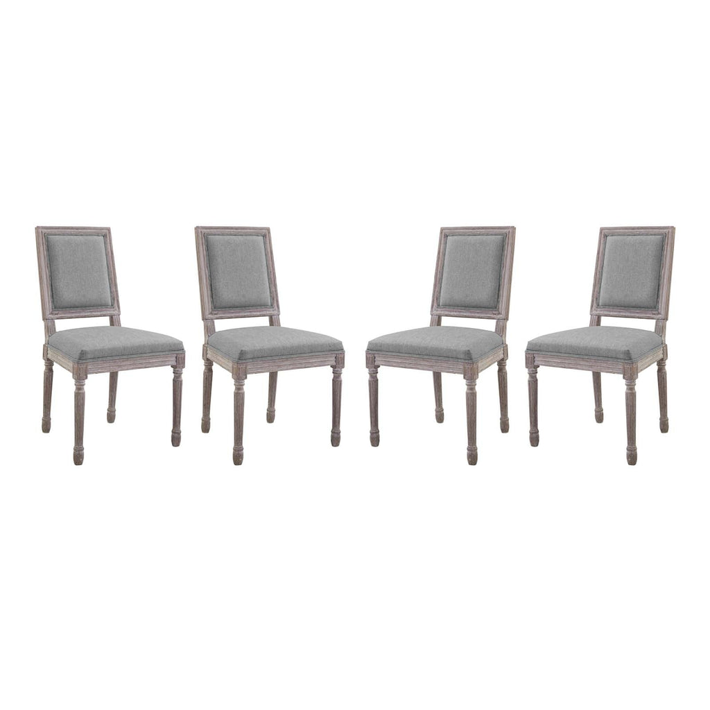 Court Dining Side Chair Upholstered Fabric Set of 4 in Light Gray