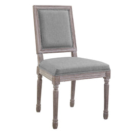 Court Dining Side Chair Upholstered Fabric Set of 4 in Light Gray