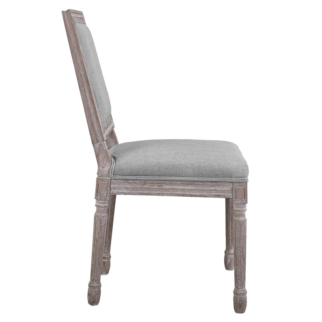 Court Dining Side Chair Upholstered Fabric Set of 4 in Light Gray