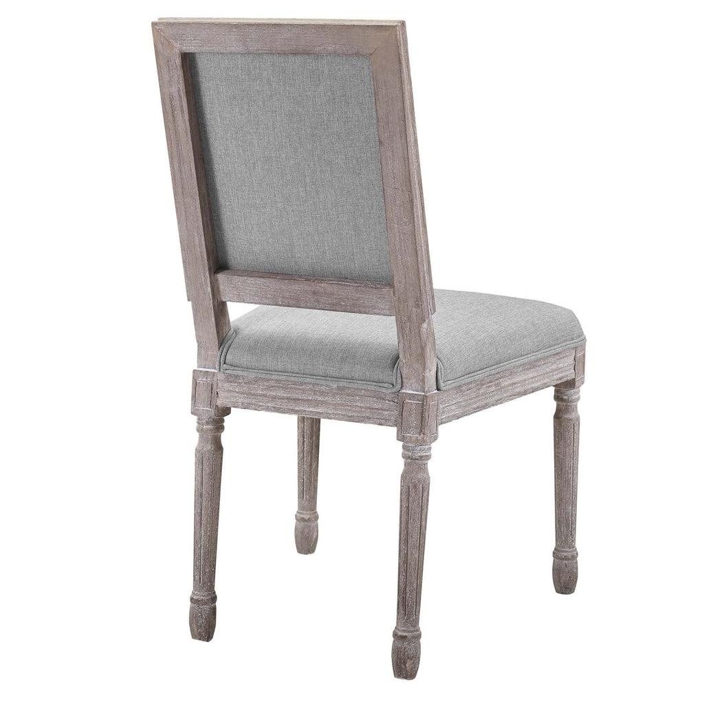 Court Dining Side Chair Upholstered Fabric Set of 4 in Light Gray