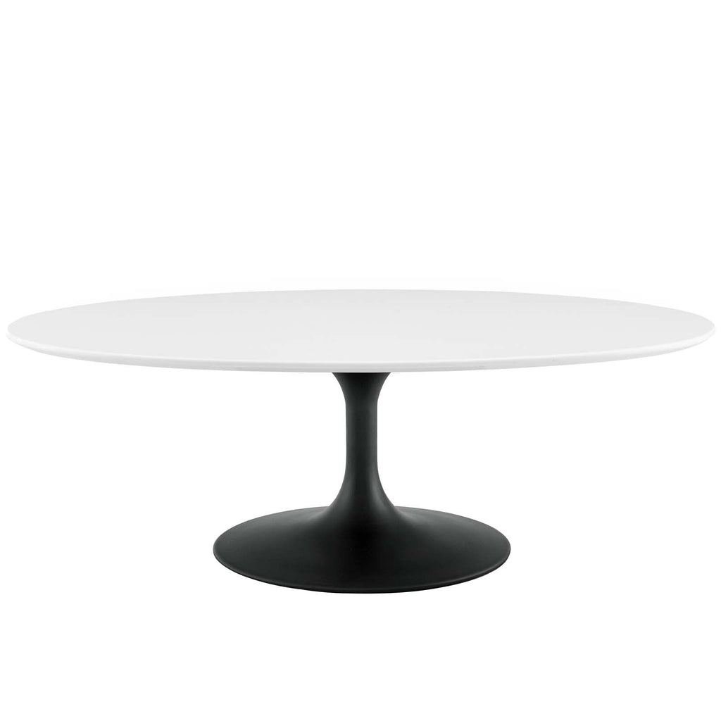 Lippa 48" Oval-Shaped Wood Top Coffee Table in Black White