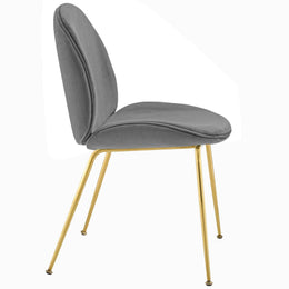 Scoop Gold Stainless Steel Leg Performance Velvet Dining Chair in Gray