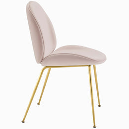 Scoop Gold Stainless Steel Leg Performance Velvet Dining Chair in Pink