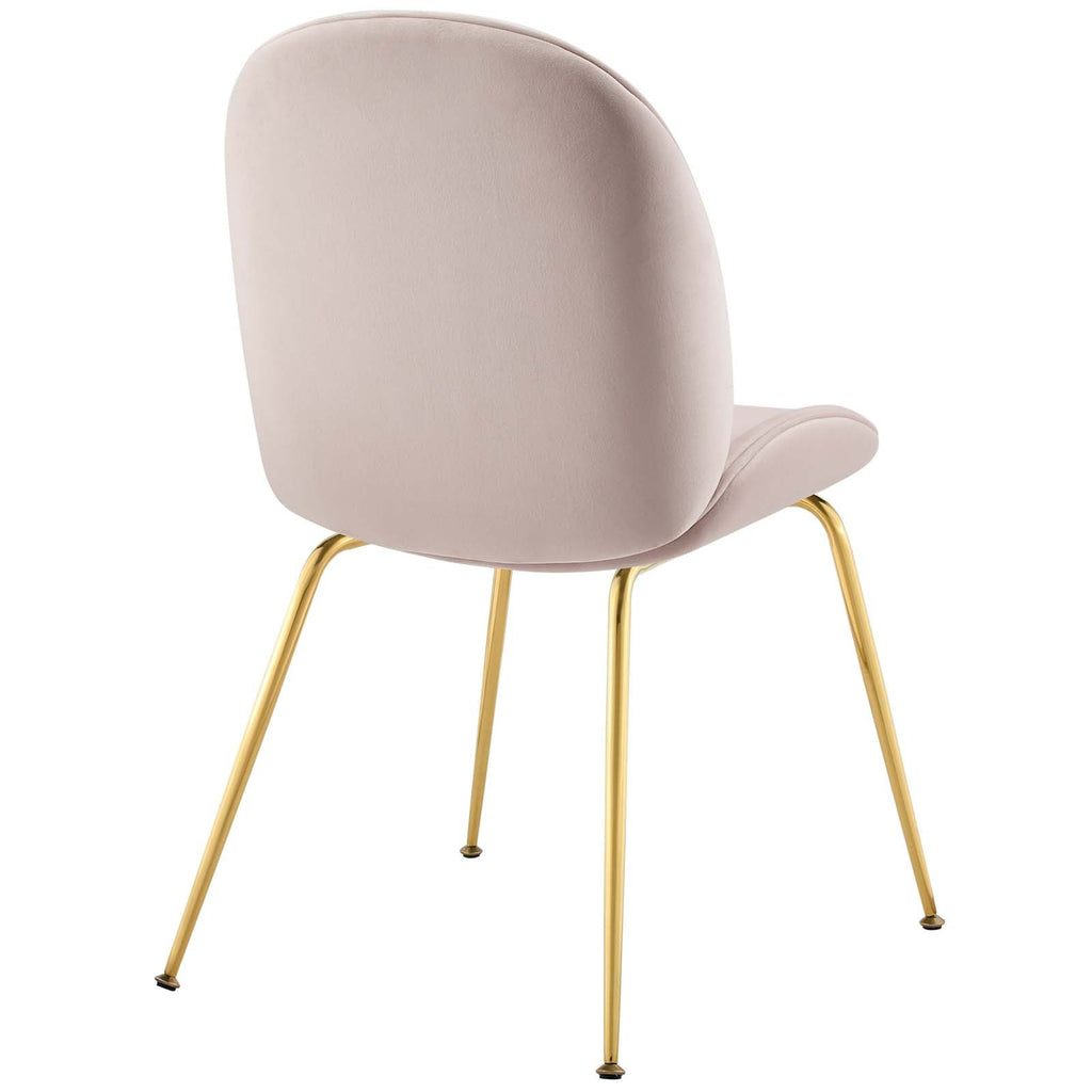 Scoop Gold Stainless Steel Leg Performance Velvet Dining Chair in Pink