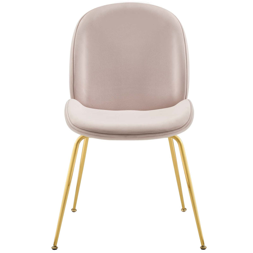 Scoop Gold Stainless Steel Leg Performance Velvet Dining Chair in Pink