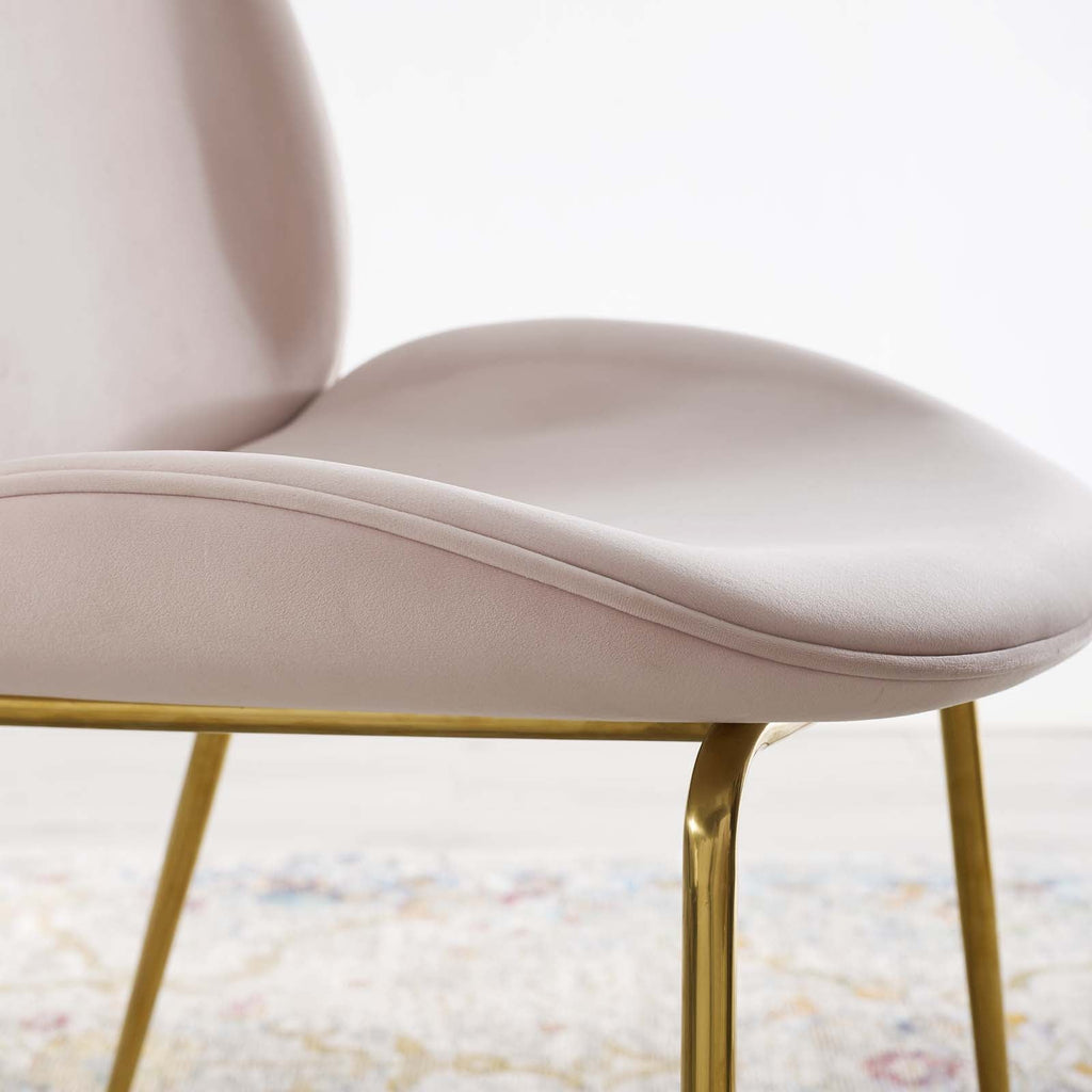 Scoop Gold Stainless Steel Leg Performance Velvet Dining Chair in Pink