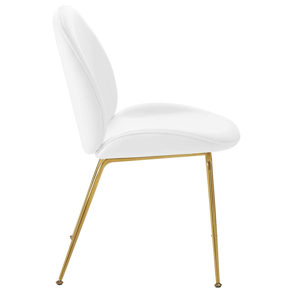 Scoop Gold Stainless Steel Leg Performance Velvet Dining Chair in White