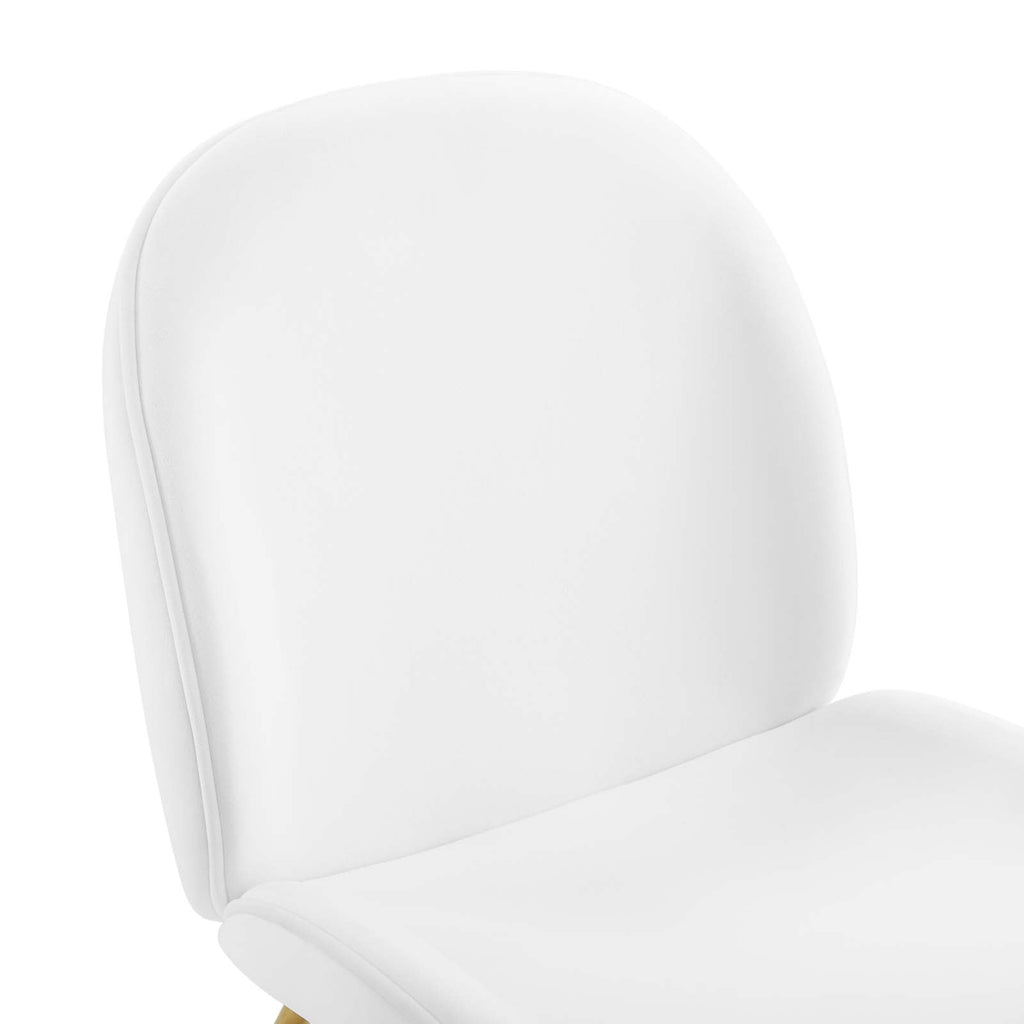 Scoop Gold Stainless Steel Leg Performance Velvet Dining Chair in White