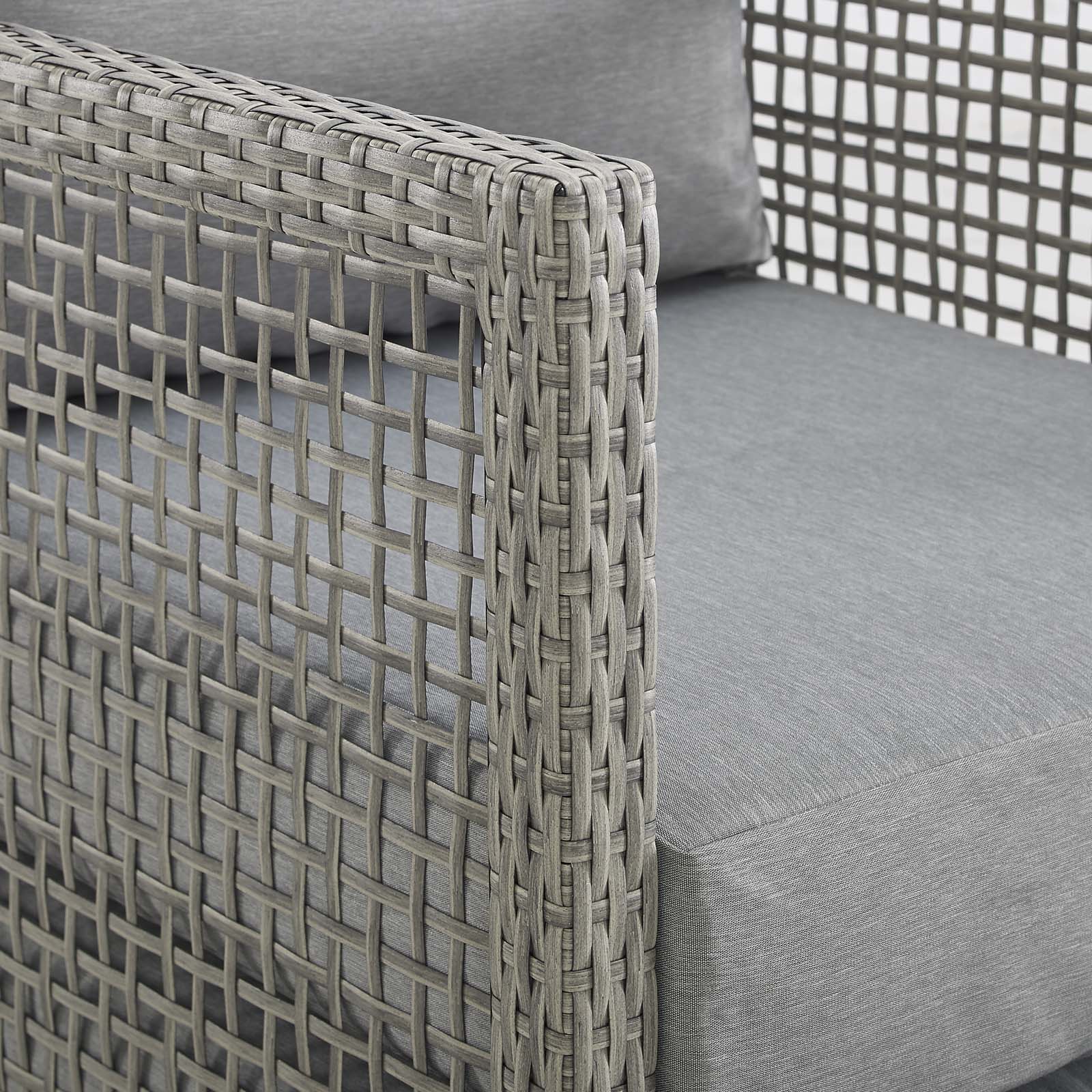 Aura 6 Piece Outdoor Patio Wicker Rattan Set in Gray Gray