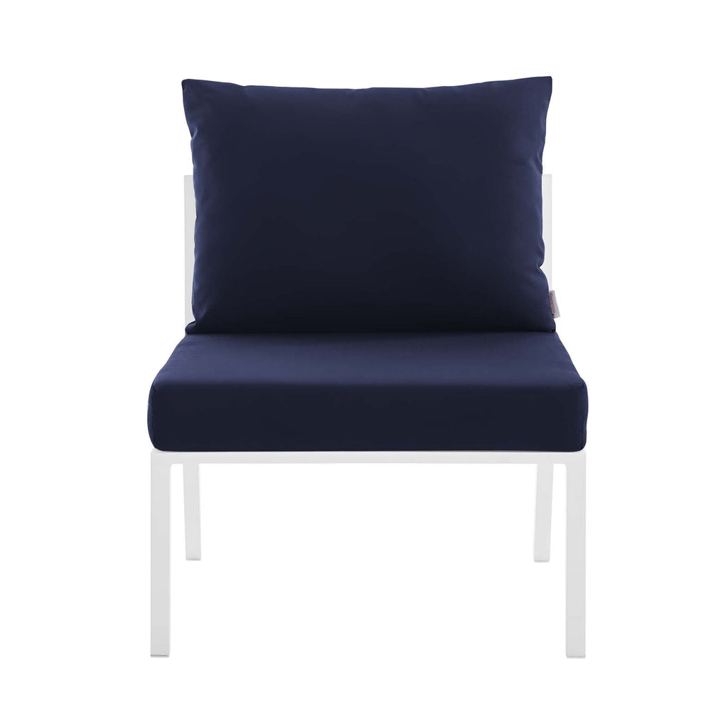 Riverside Outdoor Patio Aluminum Armless Chair in White Navy