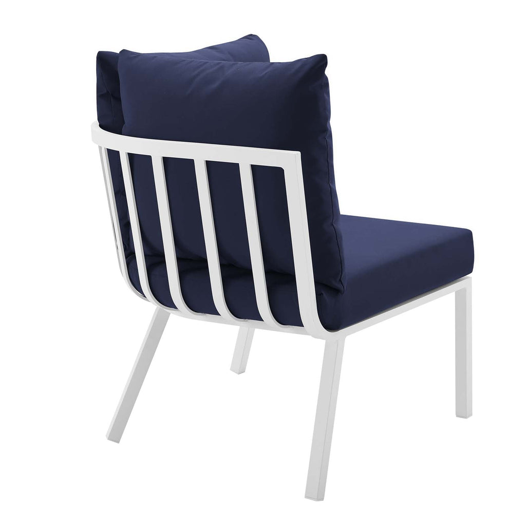 Riverside Outdoor Patio Aluminum Corner Chair in White Navy