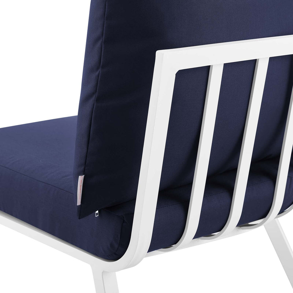 Riverside Outdoor Patio Aluminum Corner Chair in White Navy