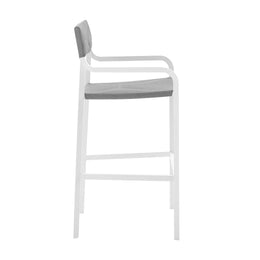 Raleigh Stackable Outdoor Patio Aluminum Bar Stool in White Gray