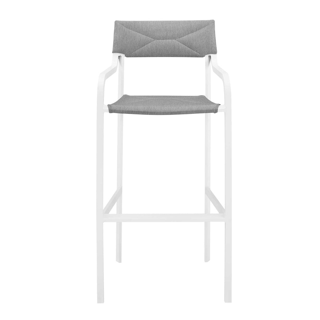 Raleigh Stackable Outdoor Patio Aluminum Bar Stool in White Gray