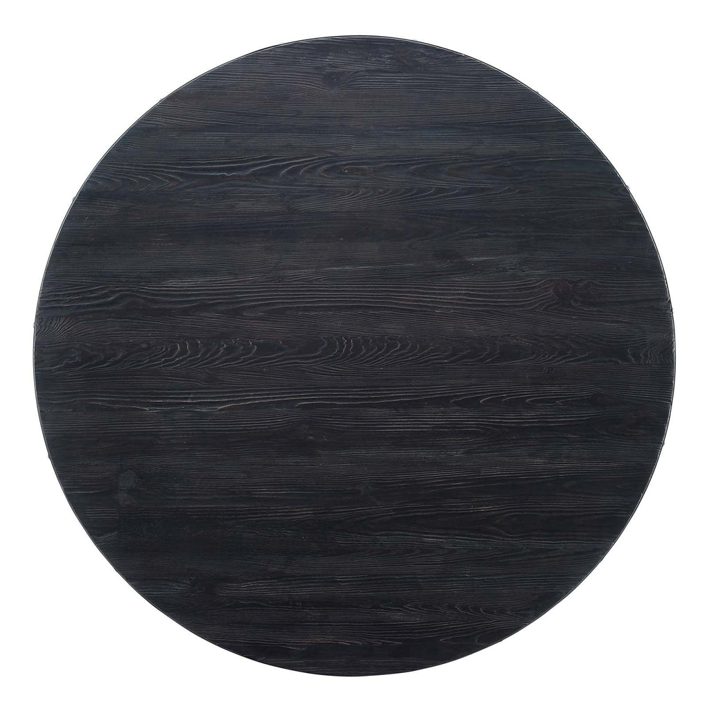 Drive 60" Round Wood Top Dining Table in Black Gold