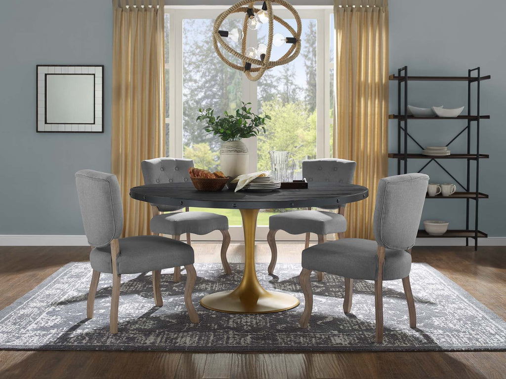 Drive 60" Oval Wood Top Dining Table in Black Gold