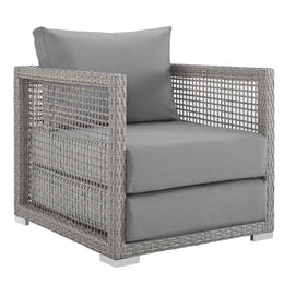 Aura 4 Piece Outdoor Patio Wicker Rattan Set in Gray Gray