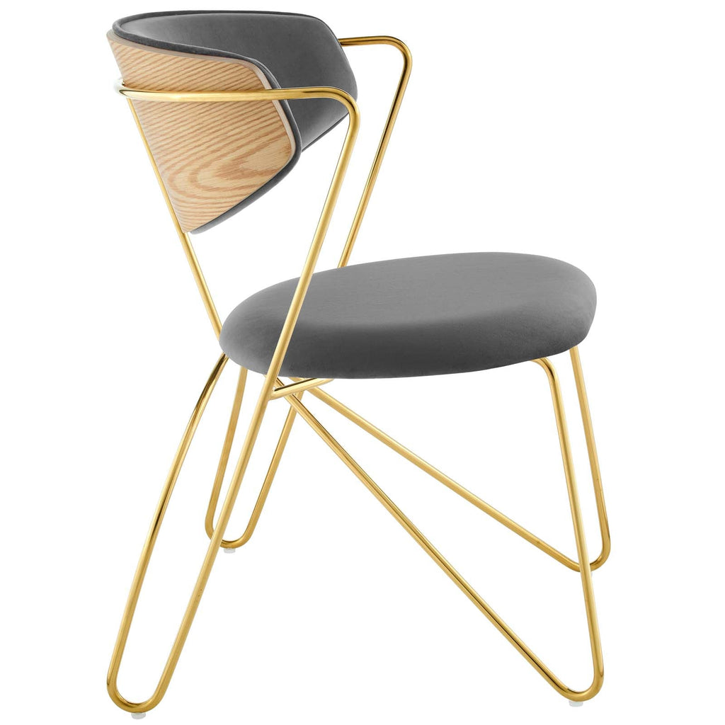 Prevail Gold Stainless Steel Dining and Accent Performance Velvet Chair