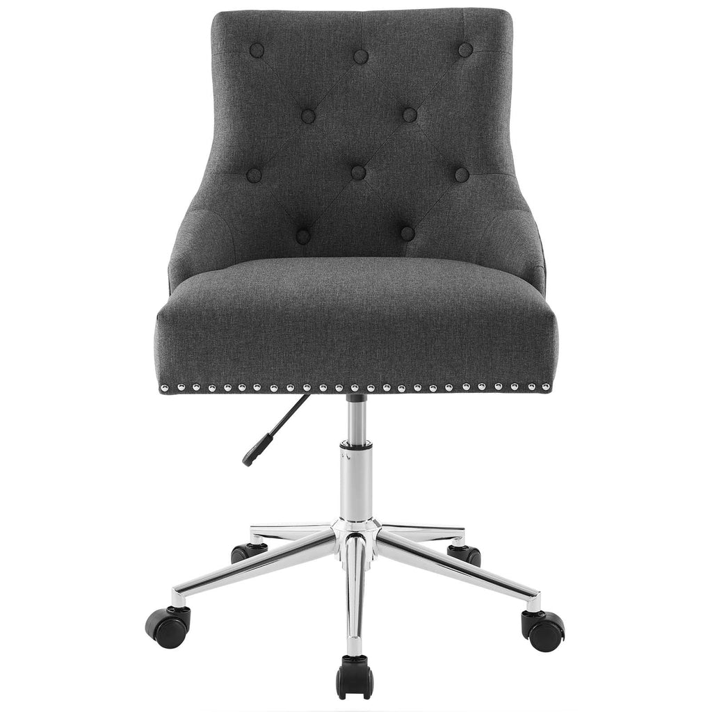 Regent Tufted Button Swivel Upholstered Fabric Office Chair in Gray