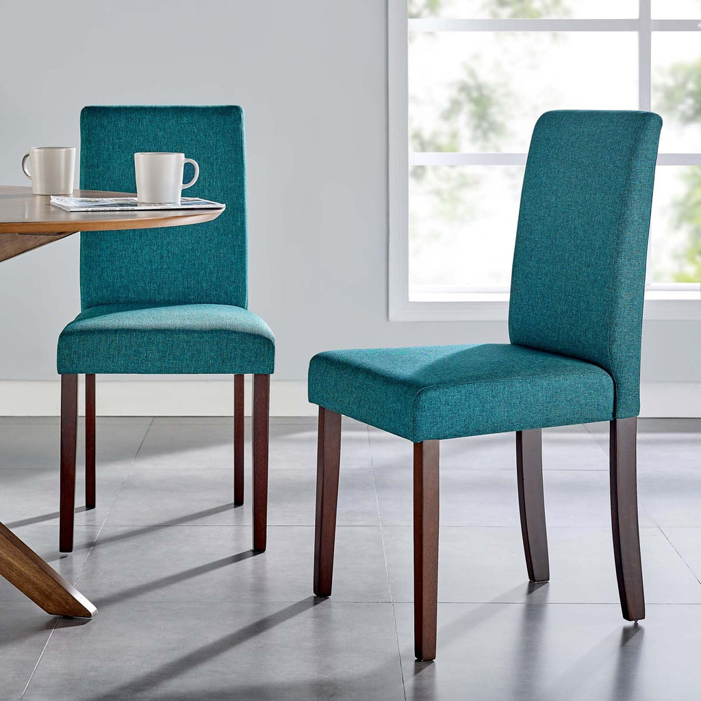 Prosper Upholstered Fabric Dining Side Chair Set of 2 in Teal