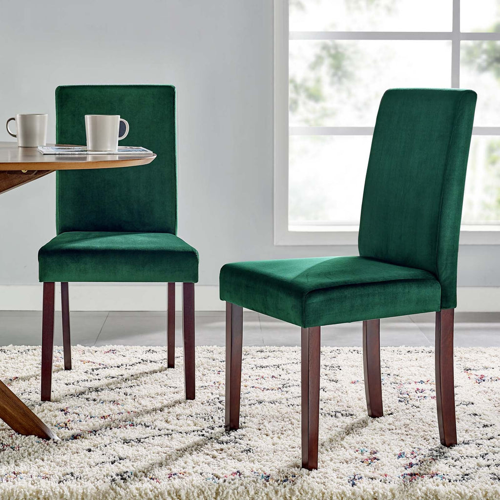 Prosper Upholstered Velvet Dining Side Chair Set of 2 in Green