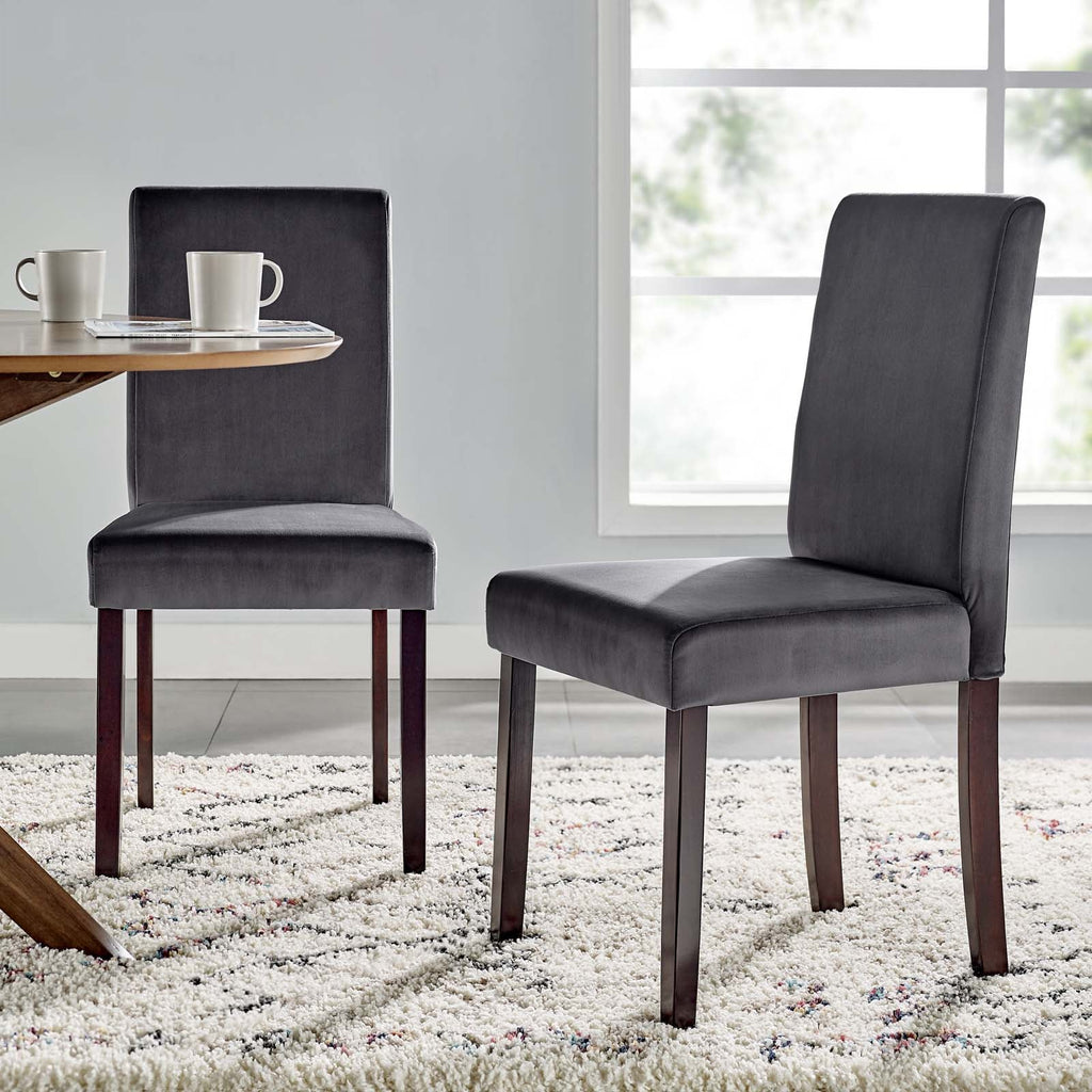 Prosper Upholstered Velvet Dining Side Chair Set of 2 in Gray