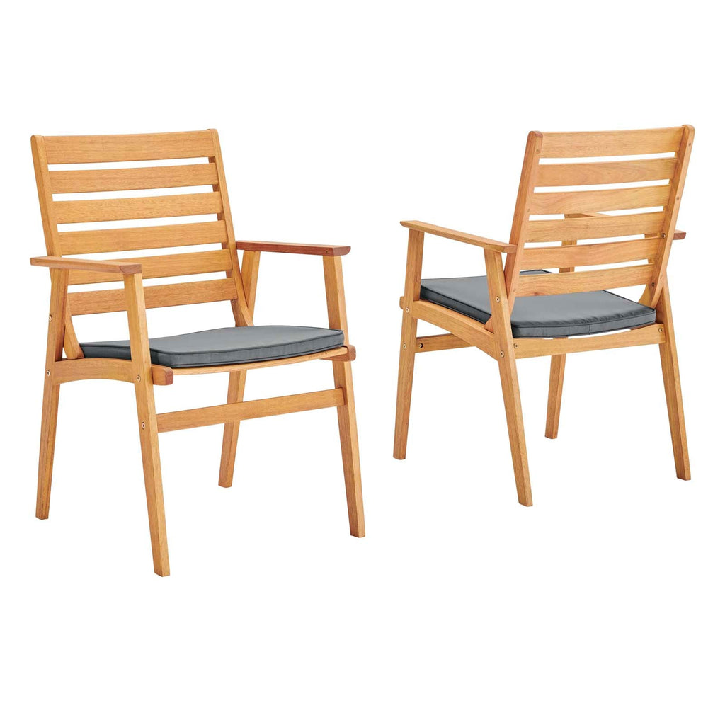 Syracuse Outdoor Patio Eucalyptus Wood Dining Chair Set of 2