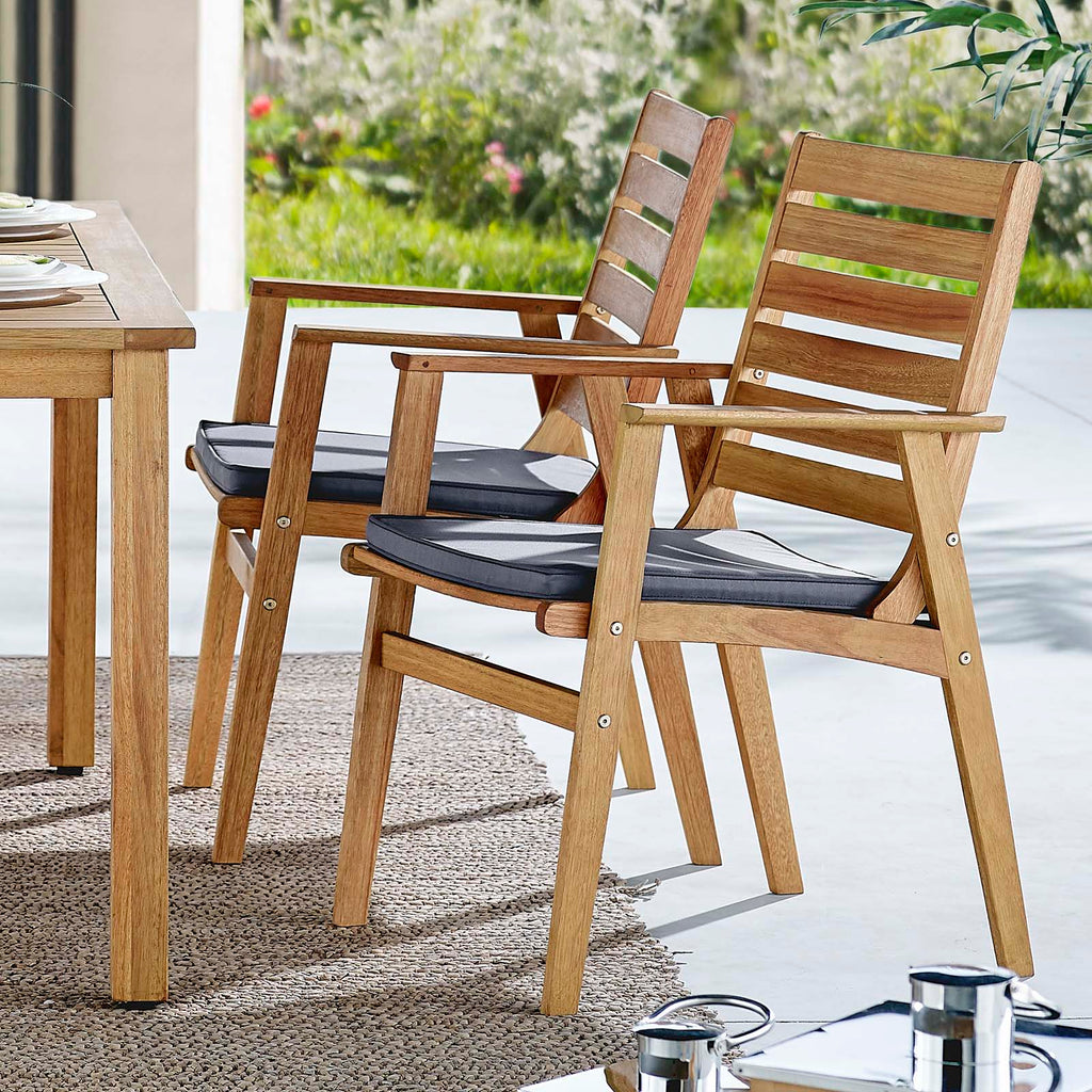 Syracuse Outdoor Patio Eucalyptus Wood Dining Chair Set of 2