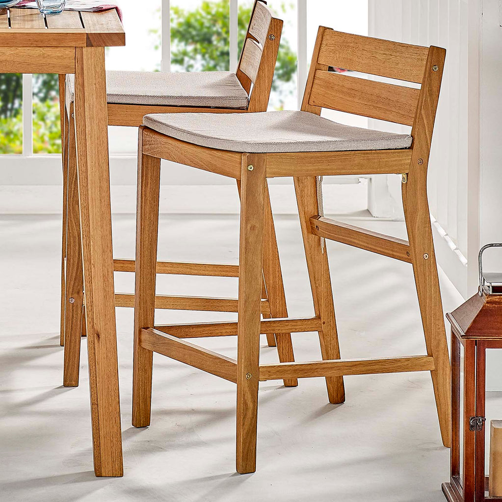 Riverlake Outdoor Patio Ash Wood Bar Stool