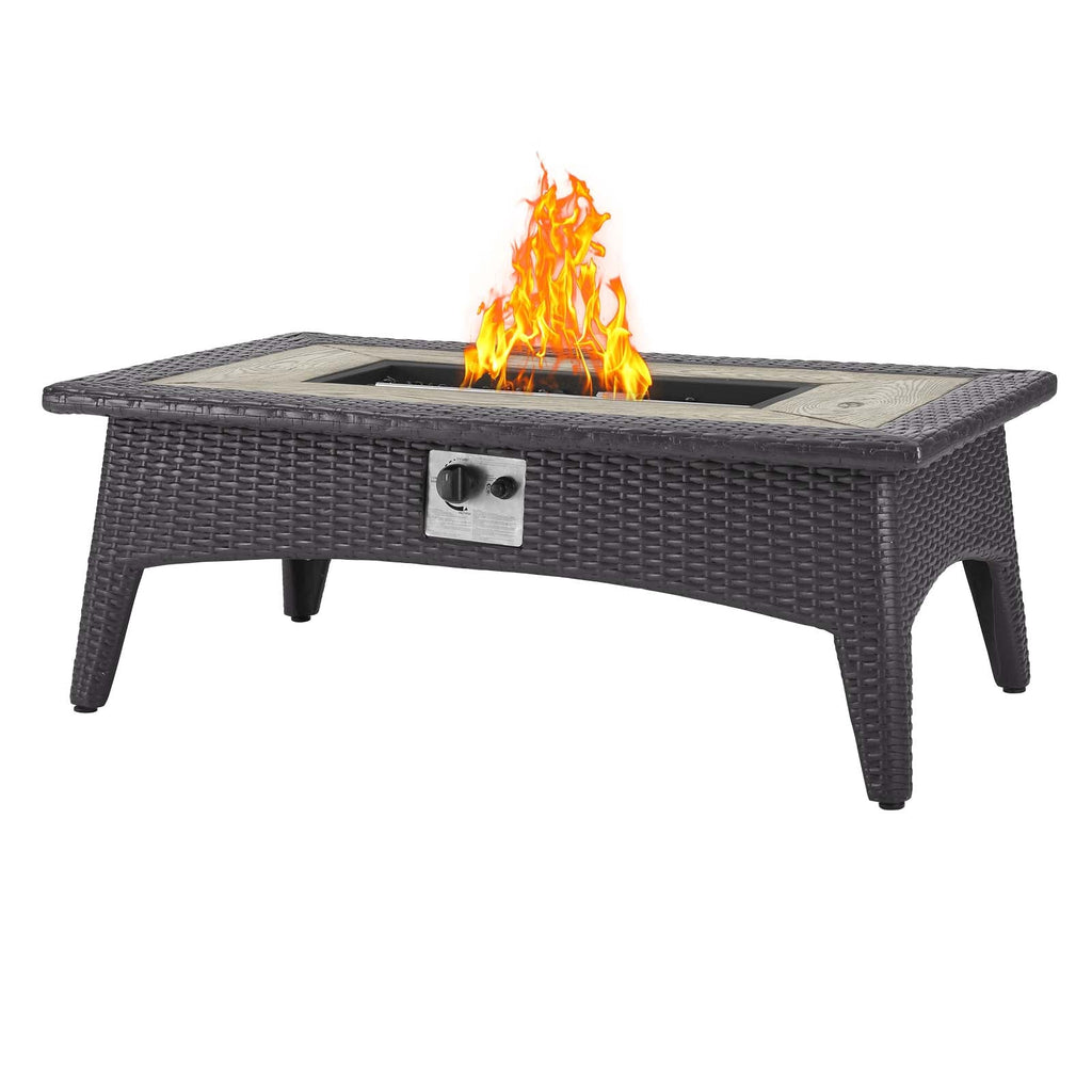 Convene 5 Piece Set Outdoor Patio with Fire Pit in Espresso Red-3