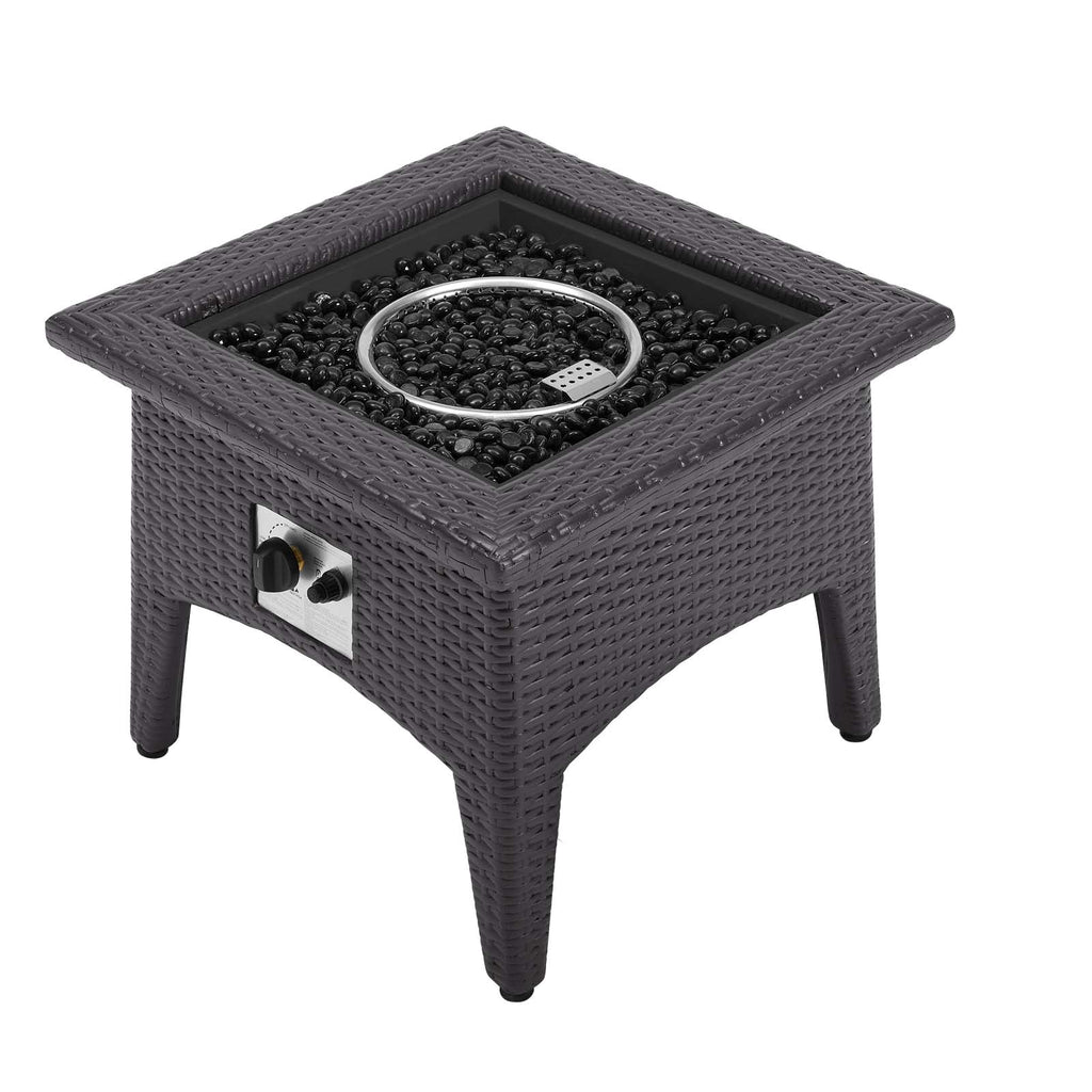 Convene 5 Piece Set Outdoor Patio with Fire Pit in Espresso Red-2