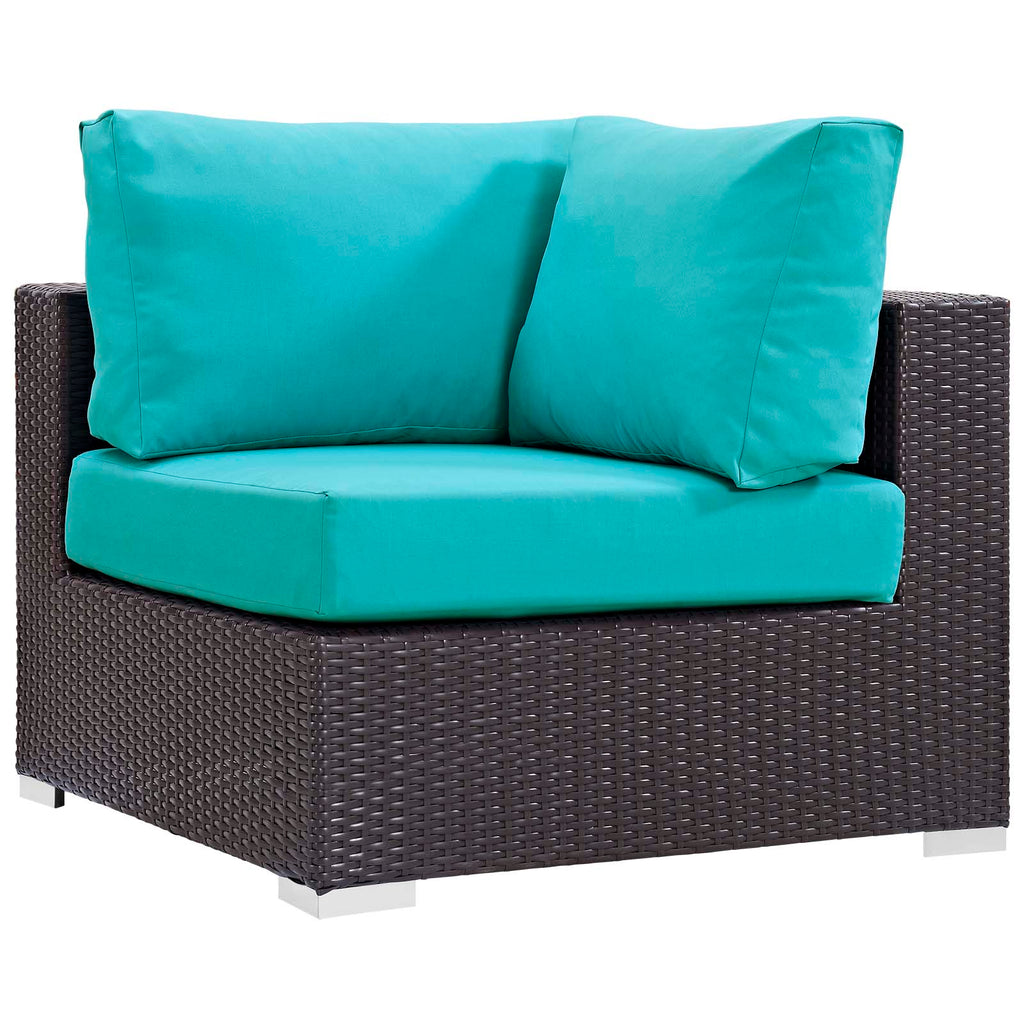 Convene 5 Piece Set Outdoor Patio with Fire Pit in Espresso Turquoise-1
