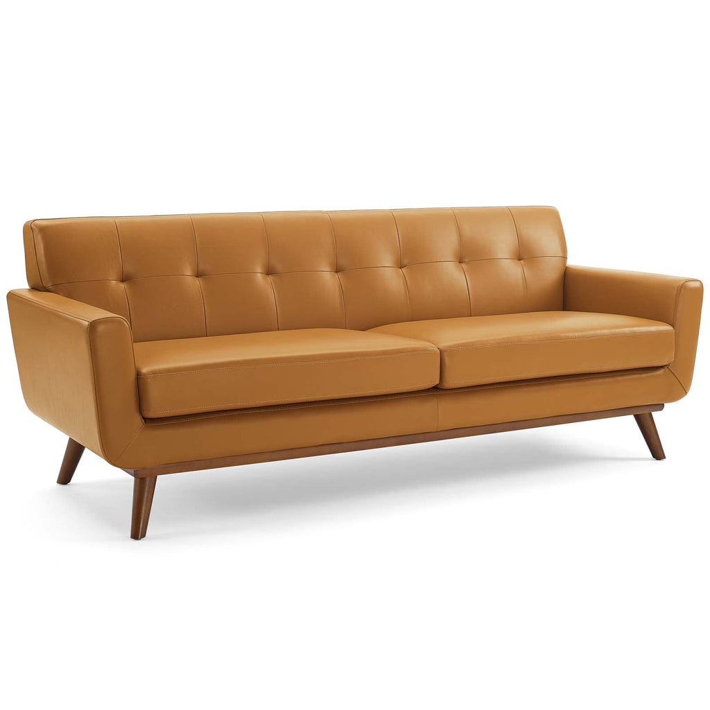 Engage Top-Grain Leather Living Room Lounge Sofa in Tan