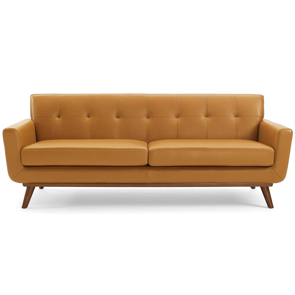 Engage Top-Grain Leather Living Room Lounge Sofa in Tan