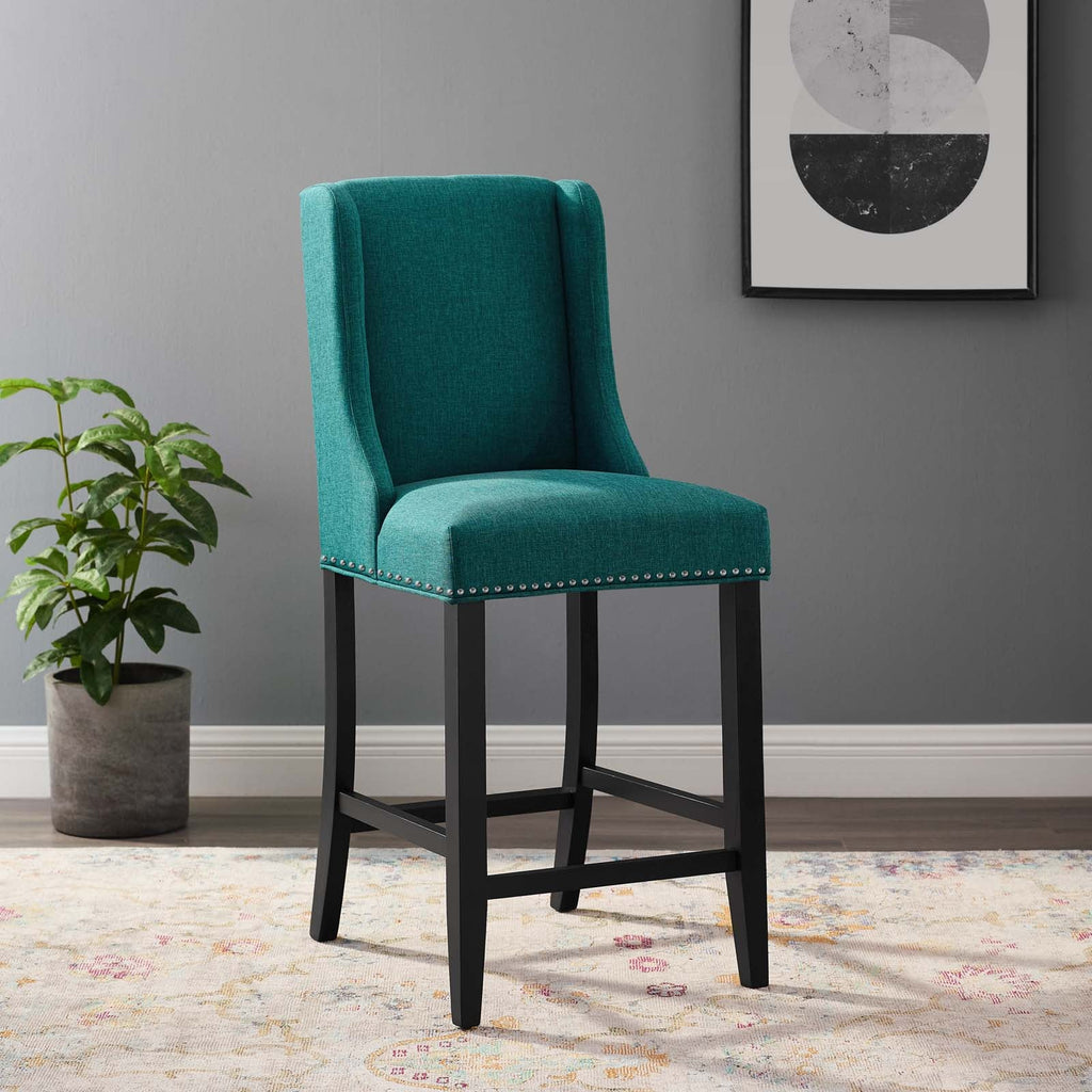 Baron Upholstered Fabric Counter Stool in Teal