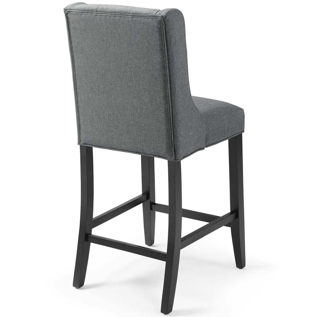Baronet Tufted Button Upholstered Fabric Counter Stool in Gray