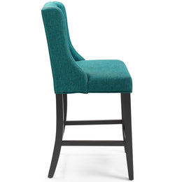 Baronet Tufted Button Upholstered Fabric Counter Stool in Teal