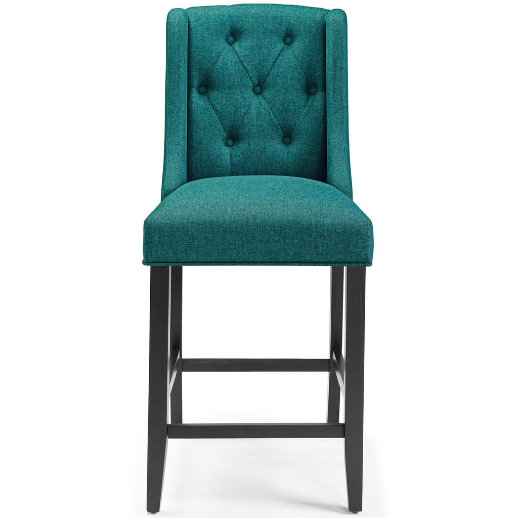 Baronet Tufted Button Upholstered Fabric Counter Stool in Teal