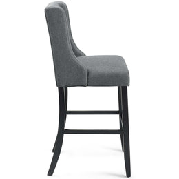 Baronet Tufted Button Upholstered Fabric Bar Stool in Gray